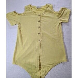 BesserBay Yellow Cutout Shoulder Tie Hem Tee Girls Size 8 Casual Top